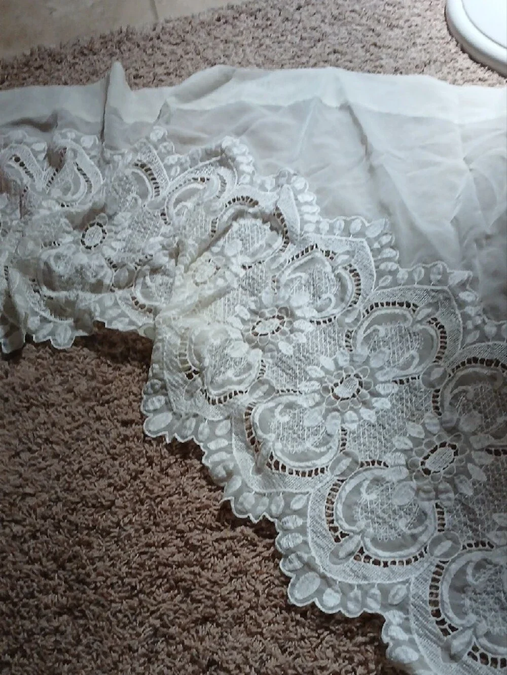 White Lace Decorative Curtain Panel - Elegant Sheer Drapery